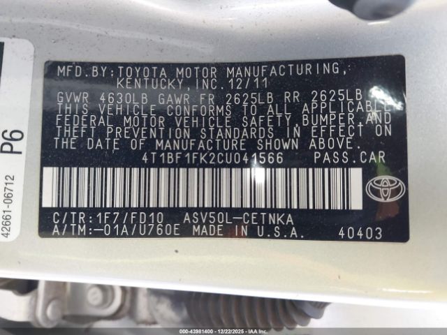 Toyota Camry Le Image 2